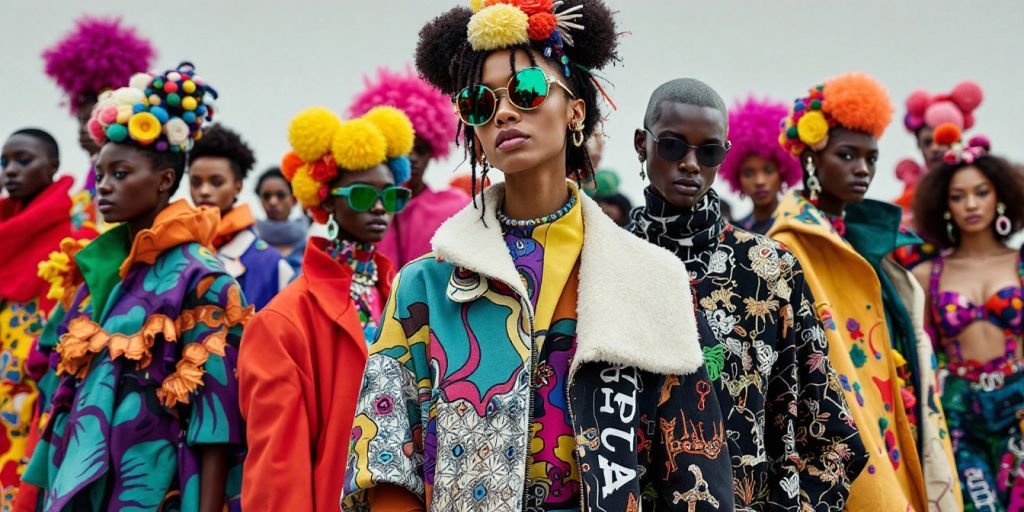 Modelos com roupas modernas e coloridas de 2025.