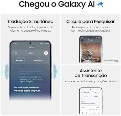         Smartphone Samsung Galaxy S24, Galaxy AI, Selfie de 12MP, Tela de 6.2